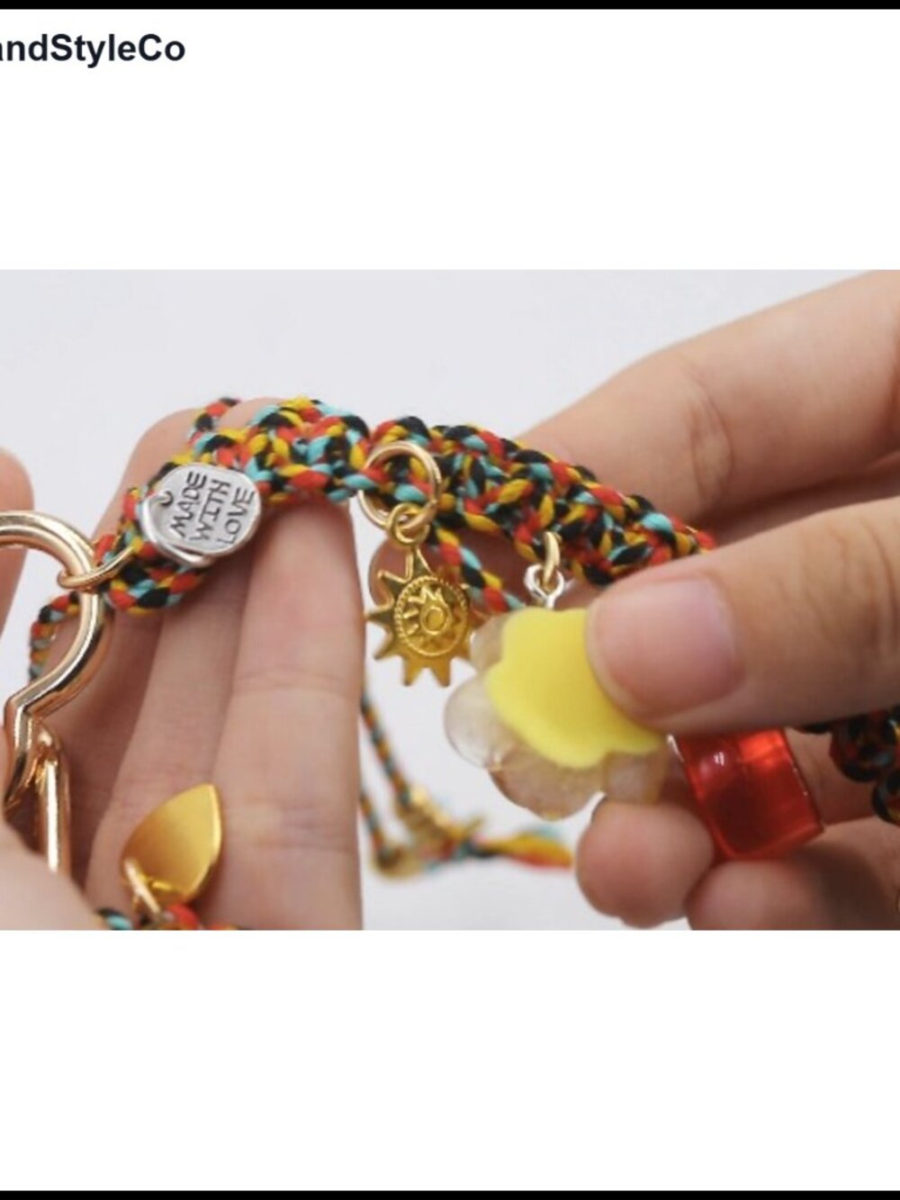 Boho Woven Bag Charm Purse Chain Heart Clasp Keychain Handbag - Picture 6 of 6